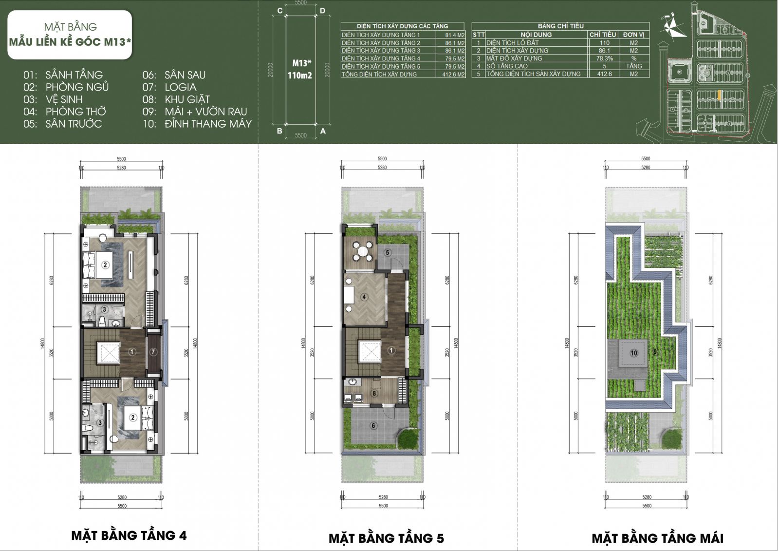 thiết kế căn M13P - Green Little Town